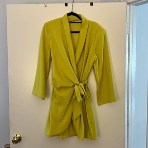 Lime green blazer mini wrap dress